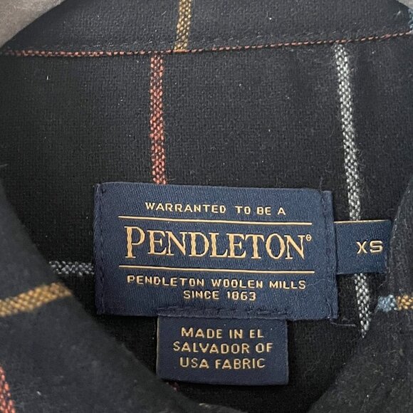 Pendleton buttondown XS black plaid women oversized flannel - Picture 4 of 11